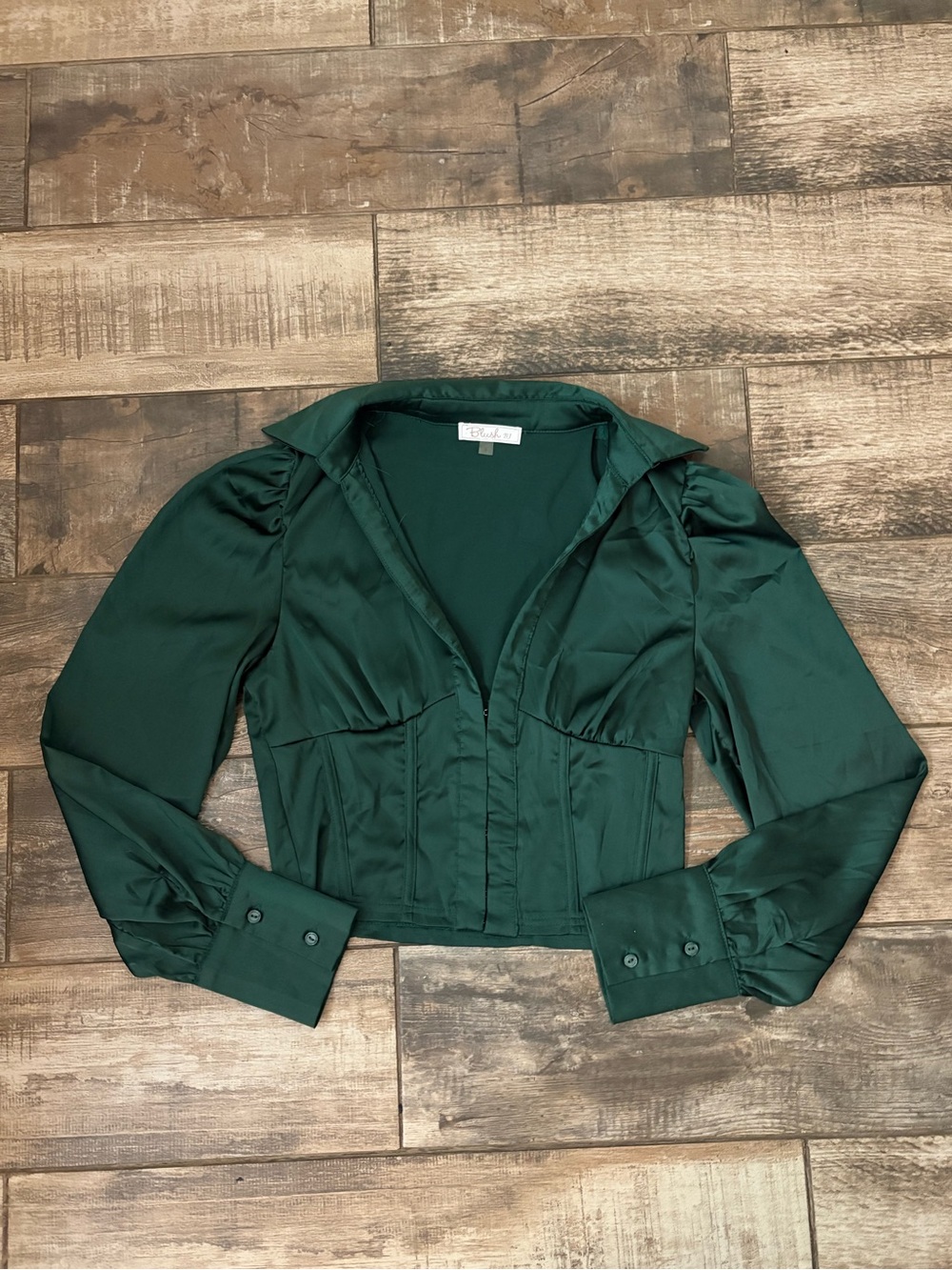Blush Emerald Green Satin blouse